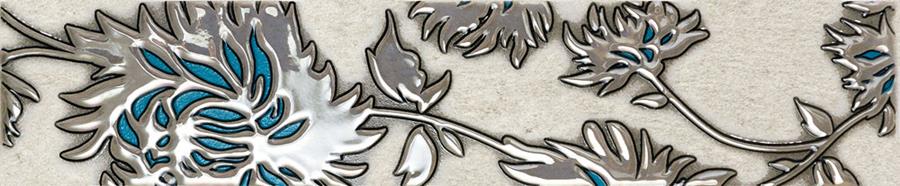 GRIS FLOWER TURKUS LISTWA 7,4X36